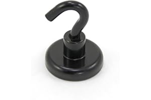MAGNET EXPERT Aimant de Crochet Néodyme Peint en Noir Avec Crochet M6 Pour Réfrigérateur, Tableau Blanc, Tableau D'Affichage, Classement Ou Bureau - 32mm de diamètre x 42mm de Haut - 36,4kg