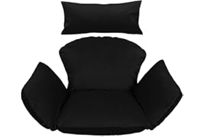 Ferocity Suspendu Hamac Chaise Coussins, Velours Siège de Chaise Rembourrage pour Patio Jardin, Balançoire Panier Suspendu Coussin de Siege, Black Noir [114]