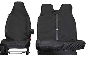 WATERPROOF SEAT COVER CO Semi-Tailored Van Seat Covers Driver & Double Passenger Seats Heavy Duty & Waterproof Compatible with Ford Transit Custom 2013-2023 & 2024+ VW Transporter T4 T5 T6 T6.1 T7 & Trafic Berlingo Vivaro