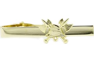 FEUERWEHRSTORE Feuerwehr Krawattennadel mit Clipverschluss mit Appliklation Feuerwehrhelm und gekreuzte Axt in gold- oder silberfarben passend für Ausgehuniform