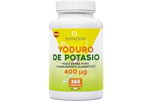Bandini® Yodo Suplemento 400 mcg - 365 Tabletas Veganas de Alta Potencia - Yoduro de Potasio 400µg por Comprimido - Suministro para más de 1 año - Alta Biodisponibilidad - Sin Gluten, OGM y Alérgenos
