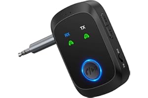 OQIMAX Bluetooth 5.4 Adapter Aux, 2-in-1 Bluetooth Transmitter Empfänger für 2 Kopfhörer, 3.5mm Aux Klinke Bluetooth Sender Low Latency, Kompatibel mit BT Kopfhörer, TV, Flugzeug, Auto, Fitnessgeräte