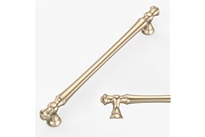 Amerdeco 6 Stück Möbelgriffe Gebürstetes Messing, 228mm Lochabstand, Zinklegierung Schubladengriffe & Schrankgriffe für Küchenschränke & Kleiderschränke UK0017