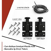 Genel Markalar Cam Balkon Kilidi | Emniyet Plastik Kilit | Boncuklu Ip Zincir Takım Seti | (SİYAH)