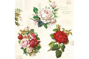 SERVIETTEN BLUMEN 20 tovaglioli con rose inglesi vintage | fiori | bricolage | tecnica del tovagliolo 33 x 33 cm
