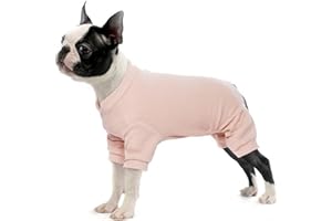 PUMYPOREITY Einteiler für Hunde, Pullover mit Beinen Puppy Overall Jumpsuit Haustier Schlafanzug Weich Hundejacke Hundemantel Warm für Kleine Mittlere Große Hunde(Rosa, XS)