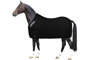Horses, Coperta per Cavallo in Pile, Modello Basic, Morbida e Comoda, ideale per Trasporto e Dopo Lavoro, Nero 135 cm