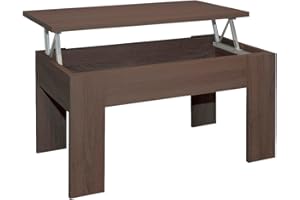 Acomoda Textil – Mesa de Centro Elevable para Almacenamiento de Madera. Mesita Amplia y Cómoda para Salón y Comedor 46x90x50 cm. (Wengué)