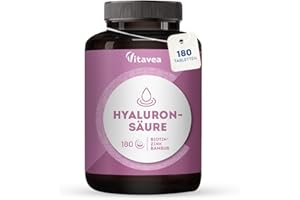 ‎VITAVEA Vitavea Hyaluronic Acid Capsules, High Dosage, 400 mg, Enriched with Zinc, Biotin, Bamboo, Firm and Hydrated Skin, 6 Months, Anti-Ageing, 180 Tablets Vitavea
