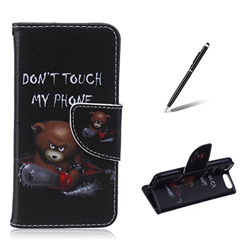 Feeltech for iPod Touch 5/6 Case PU Leather Folio Flip Wallet Case Cover Magnetic Folding Closure Colorful Painting Design Holster Cover Pouch - Don't Touch My Phone