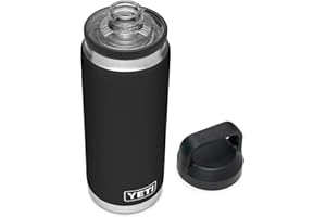 YETI Rambler Bouteille isotherme en acier inoxydable avec bouchon Chug, noir, 760 ml