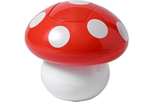 CHILDWEET Cute Mushroom Mini Trash Can with Lid Adorable Kawaii Desktop Garbage Bin for Mini Room Trash Can Tabletop Waste Bin for Bedroom and Office