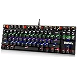 Mechanical Gaming Keyboard LED Backlit - Hcman Wired Keyboard Blue Switches 9 Backlight Modes,Metal Plate 100% Anti-ghosting for Computer PC &amp; Mac Gamers (Black)