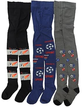 3er Pack Jungen Strumpfhosen mit Fußballmotiven und hohem Baumwolleanteil Größe 92-152