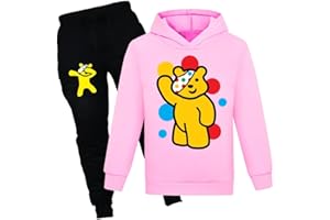 NILKOOZ Girls Tracksuits Cartoon Bear Cat Printing Hoodie & Joggers Pant Outfit 2pcs Set Unisex Kids Tracksuit Clothing