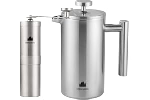 Groenenberg Cafetera francesa (2 tallas) + Molinillo cafe manual | Set de descuento para café con prensa francesa e molinillo café (Cafetera 1000ml)