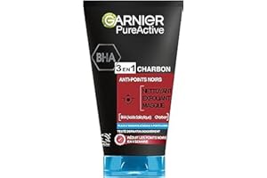 Garnier Maschera Punti Neri, Detergente e Scrub Viso Pure Active Intense 3 in 1 con Carbone Vegetale, 150 ml