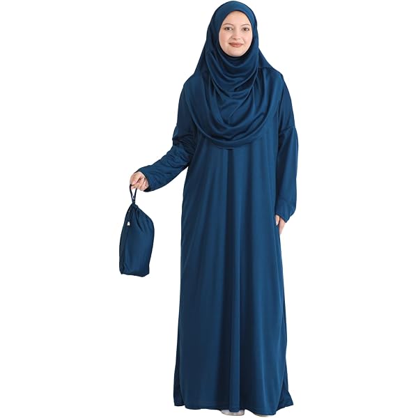 Conjunto De Oración Musulmán Para Mujer – Abaya Larga Con Hiyab Y Rosario – Tela Jersey Elástica, Talla única