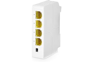 MokerLink 4 Port Gigabit PoE Extender, IEEE 802.3 AF/at PoE Repeater, 10/100/1000Mbps, 1 PoE in 3 PoE Out, Wall & Din Rail Mount POE Passthrough Switch