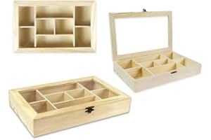 VR VETRINEINRETE Vetrineinrete® Bacheca in Legno 8 posti con Porta in Vetro espositore vetrinetta minuterie da Collezione decoupage 30x19x5 cm 53451