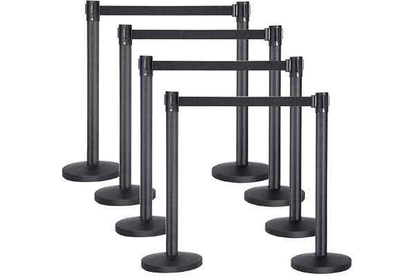 Yaheetech 8 Poteaux de Guidage avec 8 Corde 2M Rétractable Barrière de Guidage Système de Balisage pour Personnes, Lourd de Base pour la Stabilité pour l'Ecole Bar Hôtel
