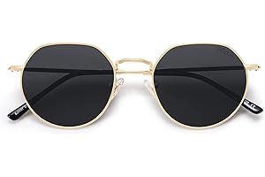 SOJOS Occhiali da Sole Polarizzati Uomo Donna Poligonali Rotondi Vintage Stile Protezione UV Occhiali da Sole SJ1157