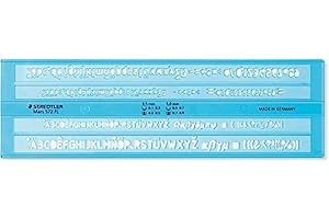 Mars 572 S - Trace-Lettres Plastique Bleu Transparent Hauteur De Lettre 3, 5 Mm Et 5 Mm