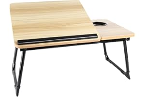 HUOLE Table de Lit pour Ordinateur Portable, Réglable en Hauteur et Angle, Support Lecture et Ordinateur Portable, Lapdesk Pliable, Table pour Lit/Canapé/Sol, 56 * 33 * 24cm (Couleur d'origine)