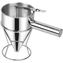Dosatore Per Impasti E Waffle Cineman Handsome In Acciaio Inox 430 - 900 Ml, Con Coperchio E Beccuccio In Silicone, Professionale - 2