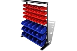 vidaXL Etagère Bac à Bec Combinaison Murale Bleu et Rouge Armoire à Outils