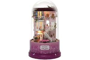 CUTEBEE Miniatura de la casa de muñecas con Muebles, Equipo de casa de muñecas de Madera DIY, más Resistente al Polvo y el Movimiento de música