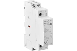 Heschen Household AC Contactor, HSR1-25, Ie 25A, 2 Pole Two Normally Closed, AC 24V Coil Voltage, 35mm DIN Rail Mount