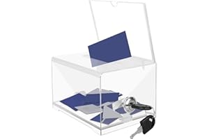 NIZIRIOO Scatola per donazioni in acrilico – Salvadanaio chiudibile con chiave, cassetta porta denaro, scatola consigliata, contenitore per commentare, donare e biglietti da visita da collezione