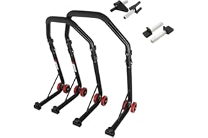 ‎SEFIS MOTO SEFIS D18 Motorradständer Set Vorder- und Hinterrad Motorradheber Serviceständer Front und Heck Motorrad montageständer ständer (Schwarz, V-Aufnahme/Standard)