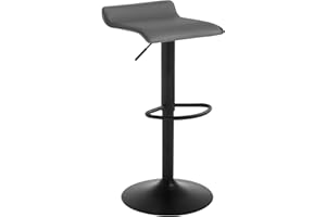 ‎WOLTU WOLTU Barhocker, Höhenverstellbarer Barstuhl, 360° drehbarer Bistrohocker mit Fußstütze, aus Kunstleder Metall, für Bar Küche Theke Café, Grau+Schwarz
