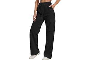 BFYSFBAIG Girls Joggers Tracksuit Bottoms Wide Leg School Trousers Elastic High Waist Sweatpants Straight Leg Plain Athletic Pants with Double Side Cargo Pockets