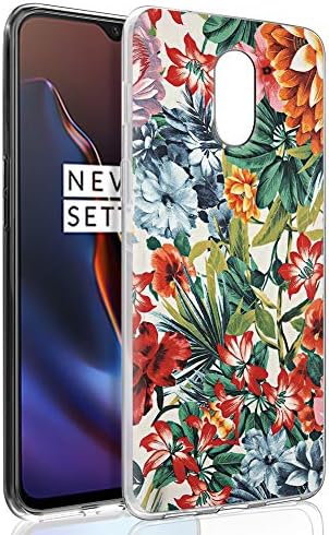 ZhuoFan Oneplus 6T Case, Phone Case Transparent Clear with Pattern [Ultra Slim] Shockproof Soft Gel TPU Silicone Back Cover Bumper Skin for Oneplus 6T 6.41" Smartphone (Colorful flowers)