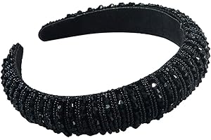 Asudaro Kristall Strass Gepolsterte Stirnbänder Frauen Bejeweled Wide Stirnbänder Haarschmuck Haarreif Kopf Warp Bling Haarbänder für Hochzeit Braut Jubiläumsfeier Schwarz