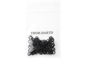 THOR-DARTS 100 Gummiringe schwarz, Rubber-O-Rings Black, passend für alle 2BA-Gewinde (100 Stück Dartringe)