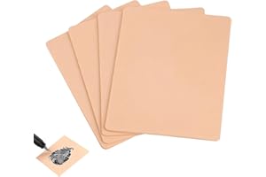 KSYWYDU 4 Piezas Piel Sintética Tatuajes 3 mm, Tamaño A4 Silicona Blanda Piel Sintetica Doble Cara Reutilizable Almohadilla de Silicona para Práctica de Tatuaje Microblading para Artistas y Principiantes
