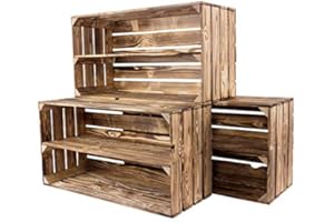 VINTAGE MÖBEL 24 GMBH 8X Vintage-Möbel24 großes geflammte Schuhregal 68x40x30cm Regal Obstkiste Ablage Wandregal Holzkiste