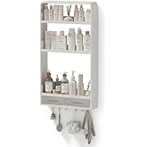 Premium Yapışkanlı Duvar Rafı Organizer, Banyo Mutfak Rafı, 70x40x10 cm, &Ccedil;ekmeceli, Kancalı, Suya Dayanıklı, Delme Gerektirme