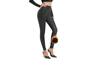 Zhiaek Sexy PU Leder Leggings Damen High Waist Kunstlederhose Damen Schwarz Stretch Fleece Gefüttert Lederhose Strumpfhosen Leggins Stretchhose