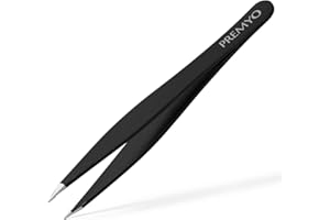 PREMYO Pince à Épiler Attrape Bien Sourcils Épilation Poils Incarnés Bouts Fines à Échardes Précise Acier Inoxydable Usage Cosmétique avec Étui