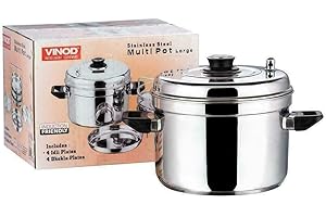 Vinod DHOKLA & IDLI 4 PLAQUES INDUCTION INOXYDABLE ET 4 PLATES IDLI AVEC MULTI CUISINIÈRE - DHOKLA & IDLI 4 PLATES