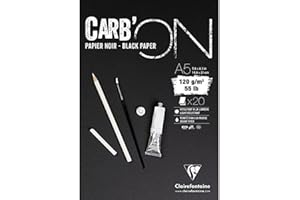 Clairefontaine 975038C Blok rysunkowy Carb'On 120 g do technik suchych A5 14,8 x 31 cm klejony 20 kartek czarny