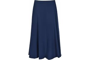Owasi Womens Plain Knee Length Ladies Soft Stretch Flared Skater Midi Skirt Half Elasticated UK Sizes 10-26