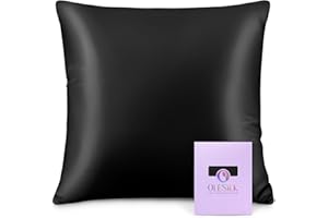 OLESILK Taie d'oreiller en Soie Naturelle de mûrier 16 Mommes: Prend Soin de Votre Peau et Moins de Perte de Cheveux - Noire, 65x65cm