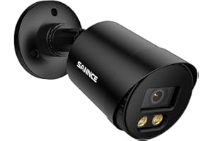 SANNCE Security Camera 1080P TVI 100 ft True Full Colour Night Vision for Surveillance System, IP66 Weatherproof, 2 Warm Lights, Only a CCTV Camera, NO Adapter & BNC Cable, Black