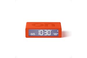 Lexon Flip Mini Réveil Matin de Voyage, Horloge numérique LED on/Off à luminosité réglable, Rechargeable et Tactile, idéal comme réveil de Chevet - Orange